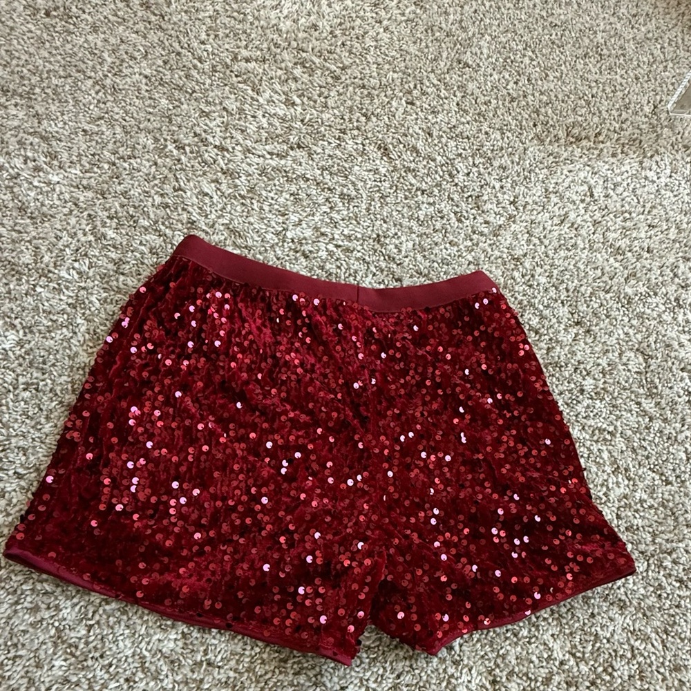 SHEIN Red Sequin High Waist Women’s Shorts